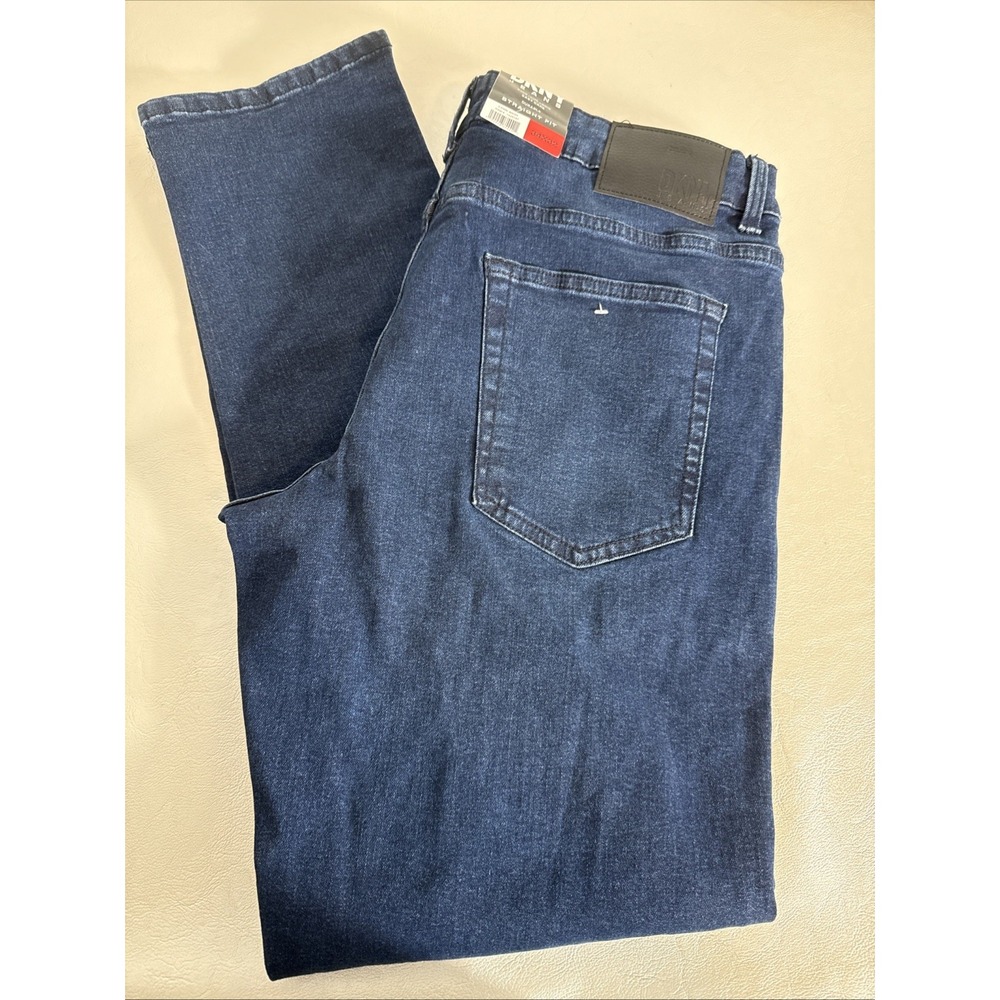 DKNY Men's Duane Soft Touch Stretch Straight Fit Canal Wash Denim Jeans 34x32
